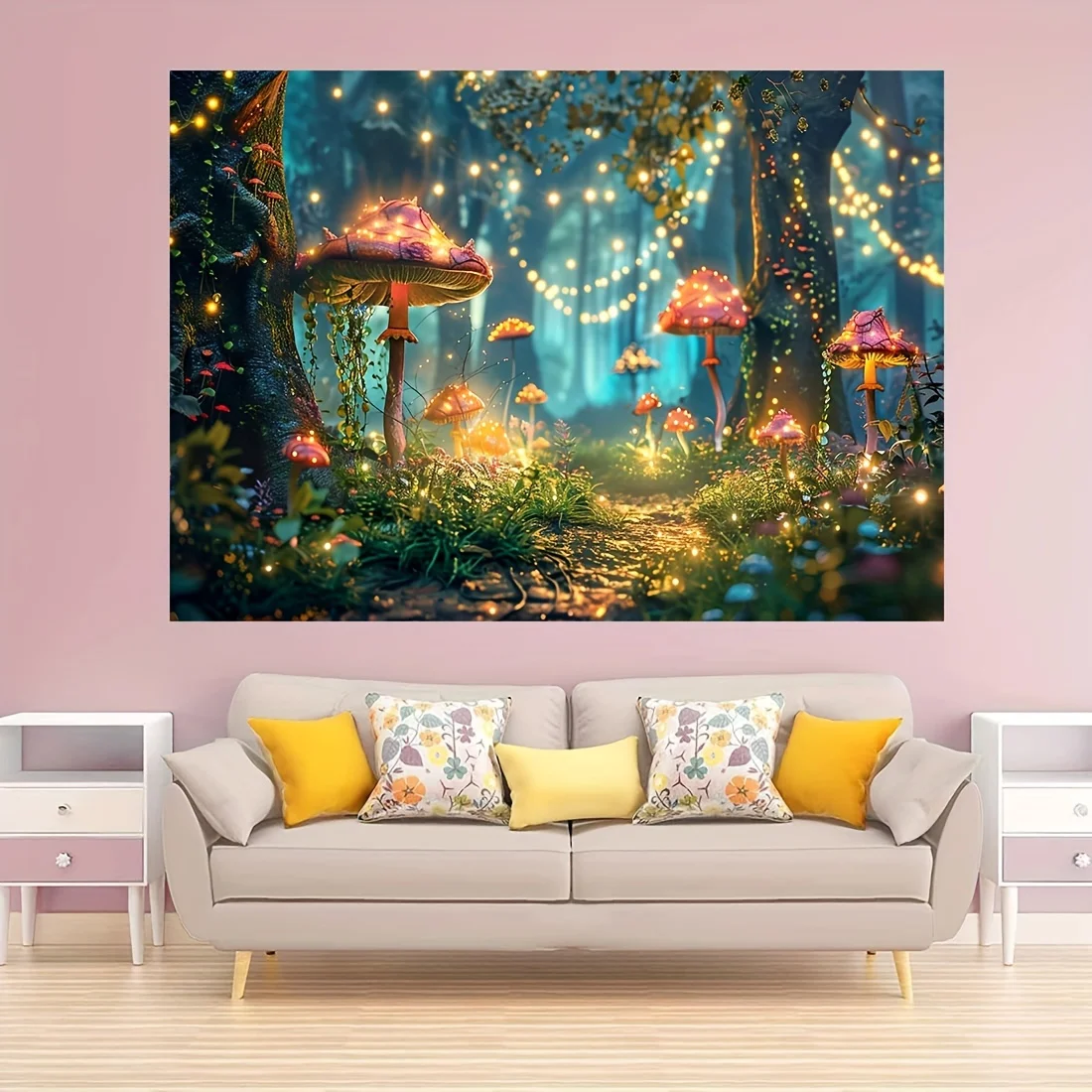 Fairy forest Glitter tree background, Magic Forest night photography birthday background, shower party photo shoot decoration