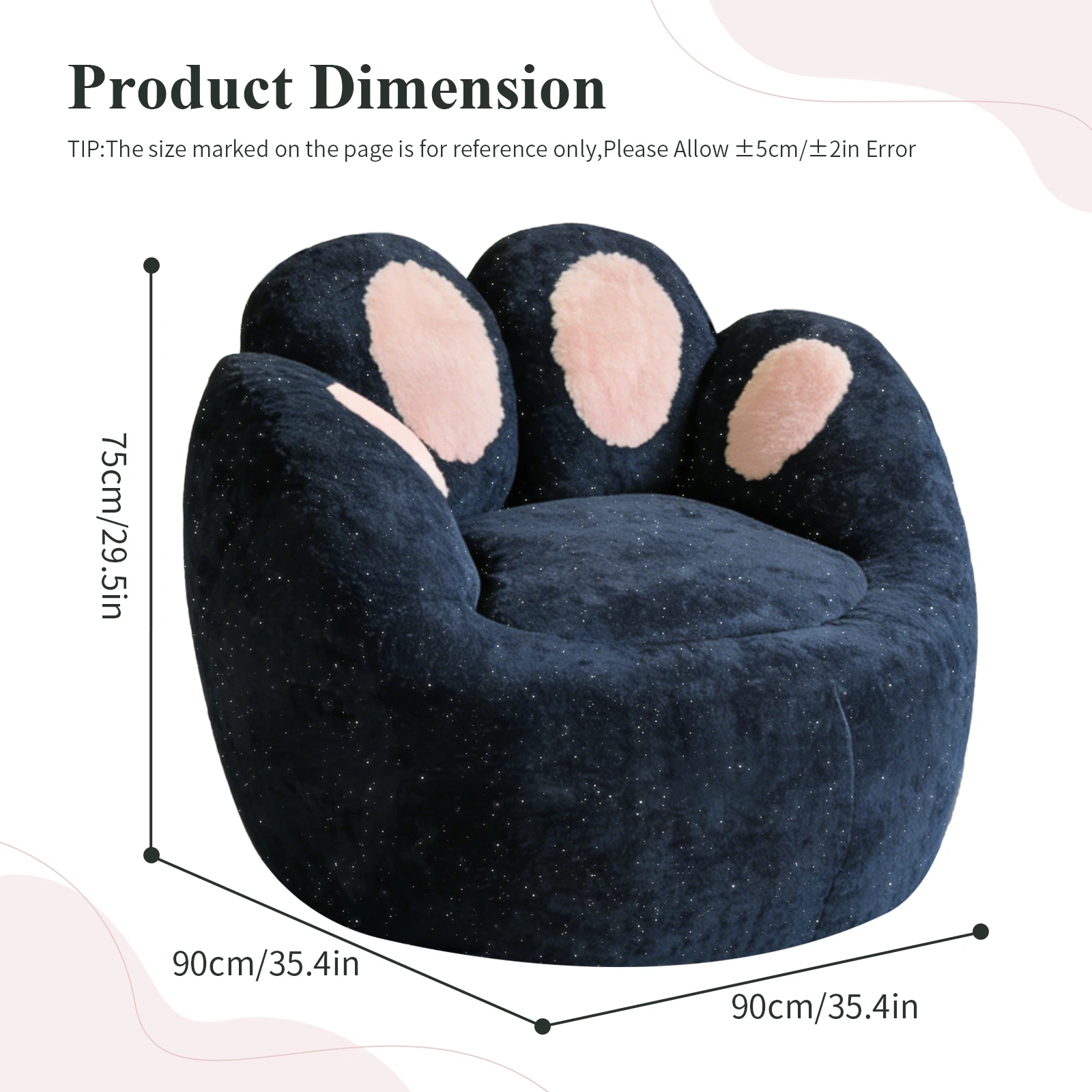 Faux Fur Memory Foam Floor Sofa, Lazy Chair for Reading,  Bear Paw Shaped Bean Bag Chair for Adults ,Gaming & Relaxing, Living Room Bedroom Dorm Use