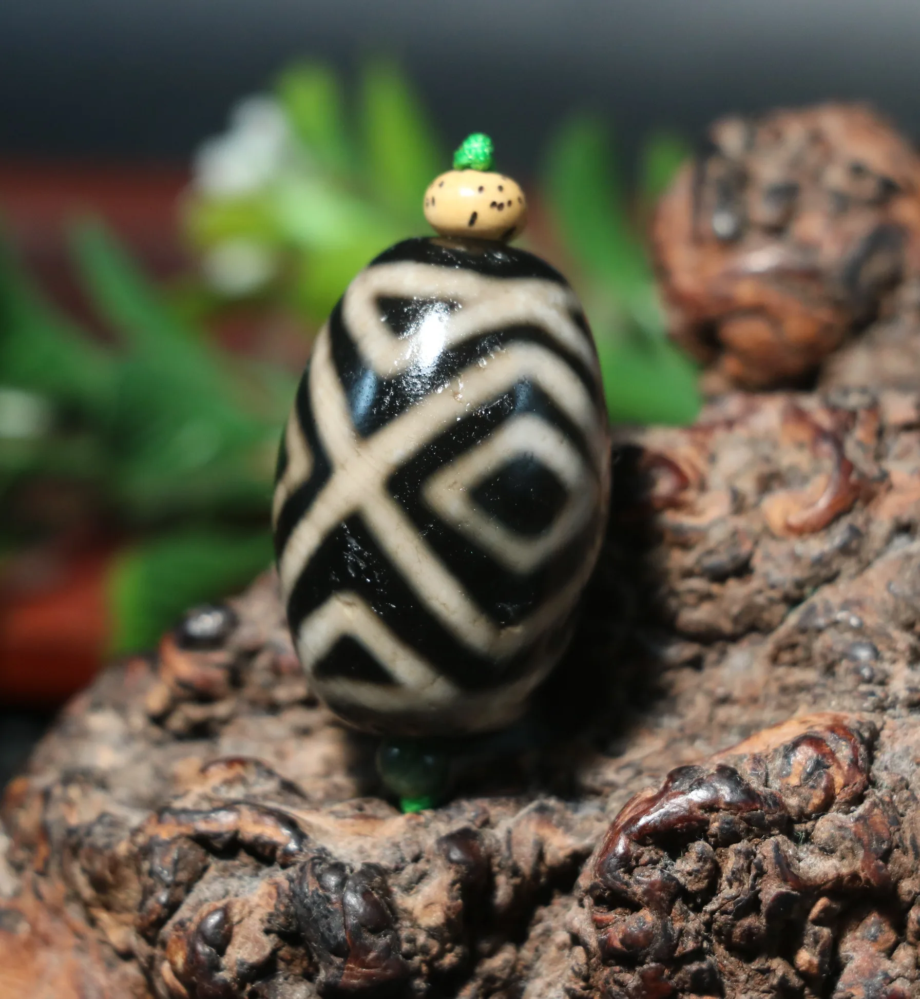 Treasure Power Energy Tibetan Old Agate Deep Black Color Dragon Eyed Master dZi Bead Big Daluo Shape Amulet  LKbrother Top