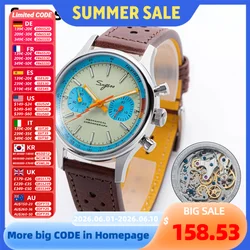 Sugess Pilot Watch of Mens Original ST1901 Movement Chronograph Mechanical Wristwatches Sapphire Crystal Waterproof Racing Strap