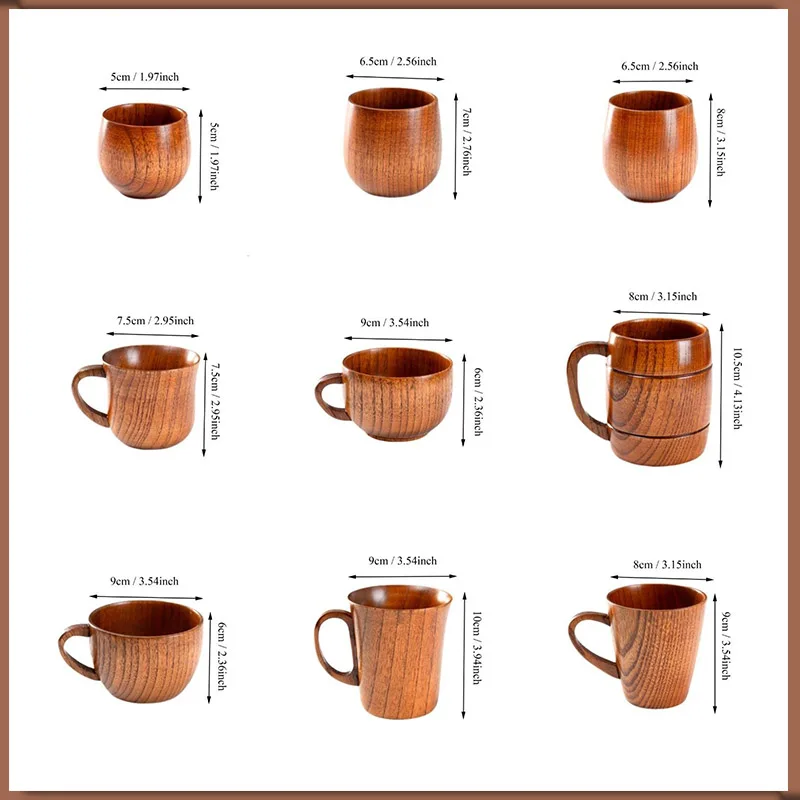 Wooden Mug Cup Coffee Tea Chinese Traditional Handmade Product Heat-insulated  Mugs Afternoon Tea Dessert Tools tazas de café