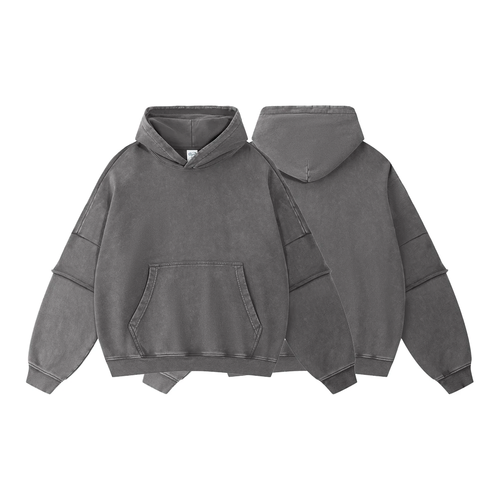 Men's Clothing Streetwear Cotton Street Style Patch Sleeve Pullover Hoodies Oversized Hoodie Vintage Casual Basics Retro Hoodies