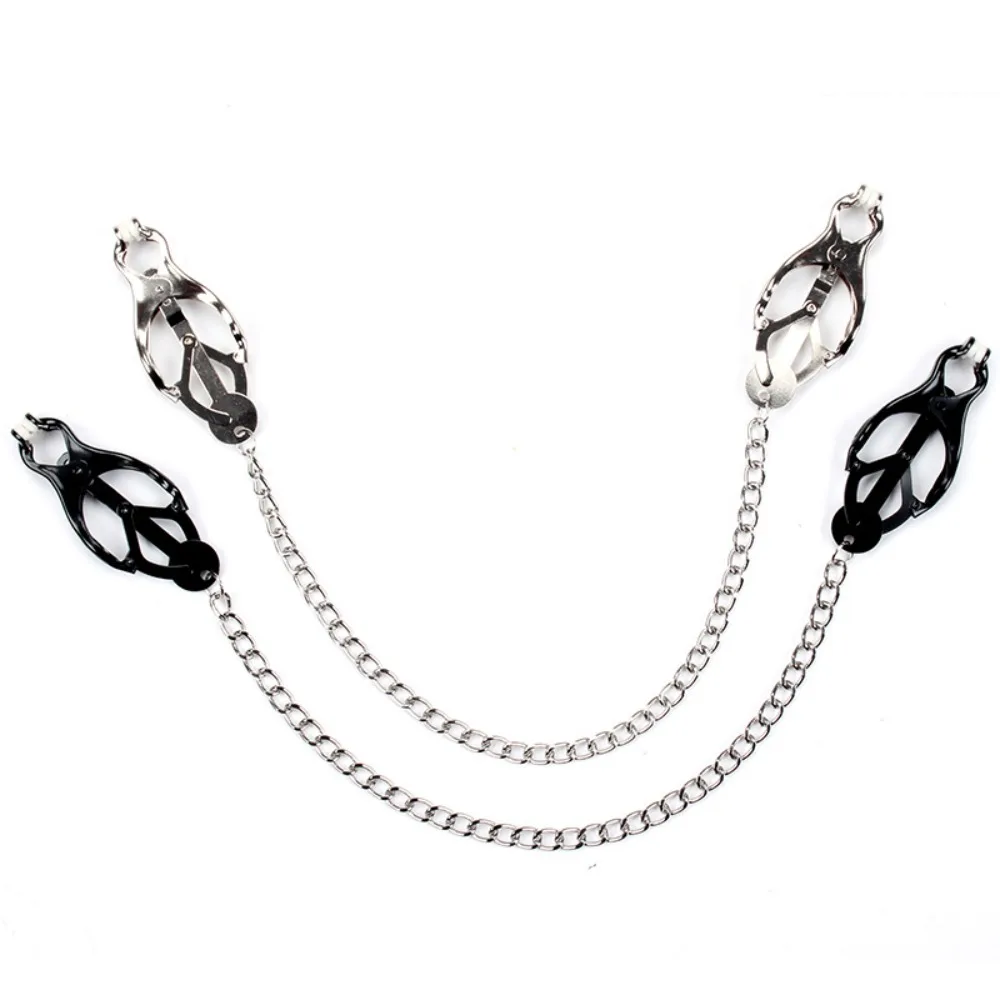 Pinzas para Pezones de Mariposa de Metal con Cadena, Accesorio Íntimo Ajustable para Parejas Adultas