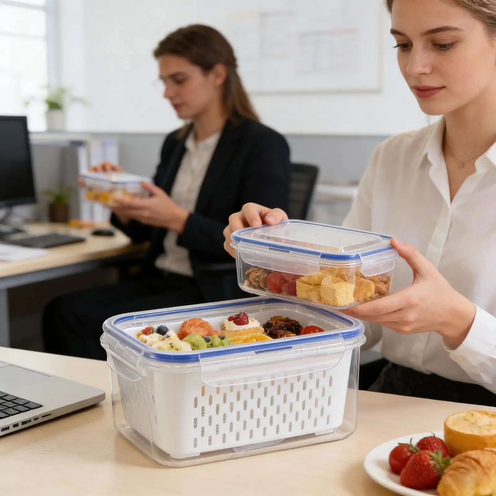 4 In 1 Food Storage Container 4 In 1 Leakproof Transparent Organizers With Removable Colander Refrigerator Organizers And