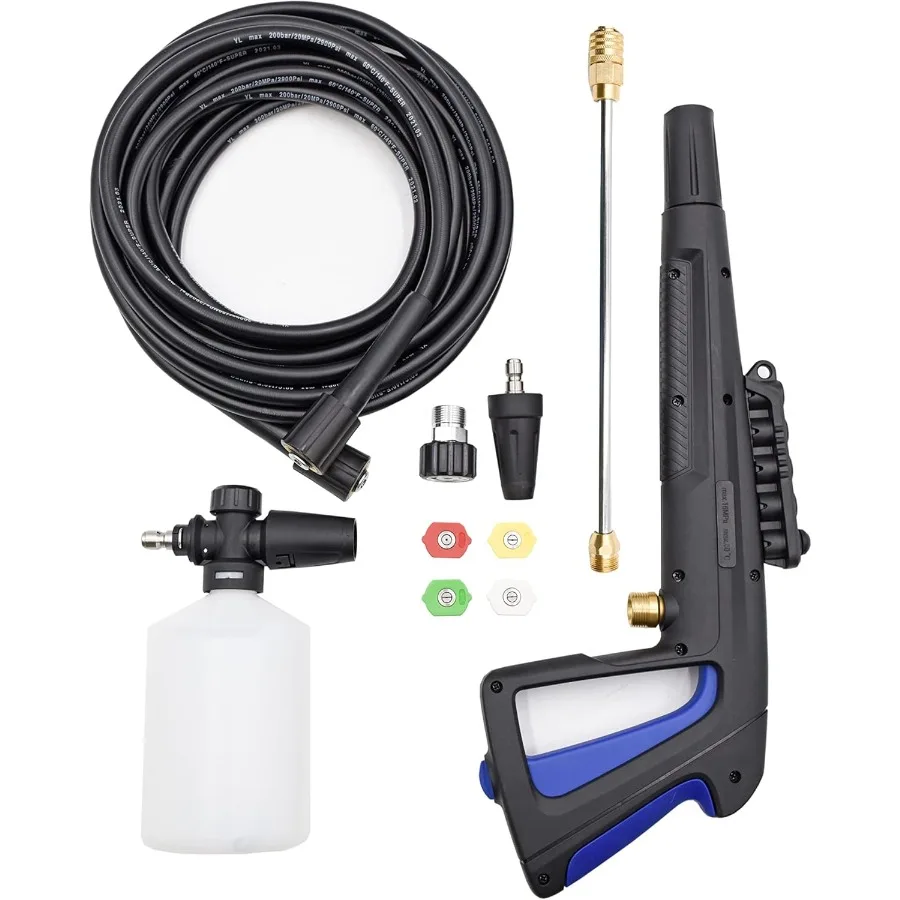 

Electric Pressure Washer Trigger Gun Kit with M22 Lance Foam Cannon High Pressure Hose Quick Connect Nozzles for Outdoor Cleani