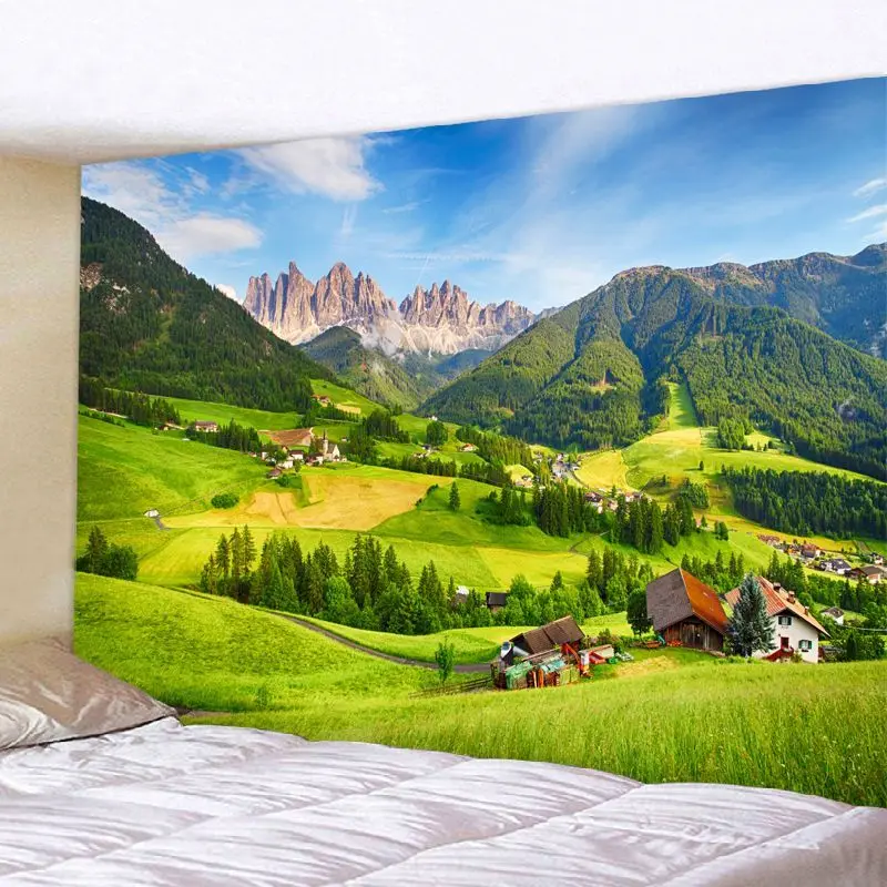 VIKAMA Retro Outdoor Camping Mountain Tapestry WANDERLUST Bonfire Tent Eagle Background Cloth Warm Tapestry Room Decoration