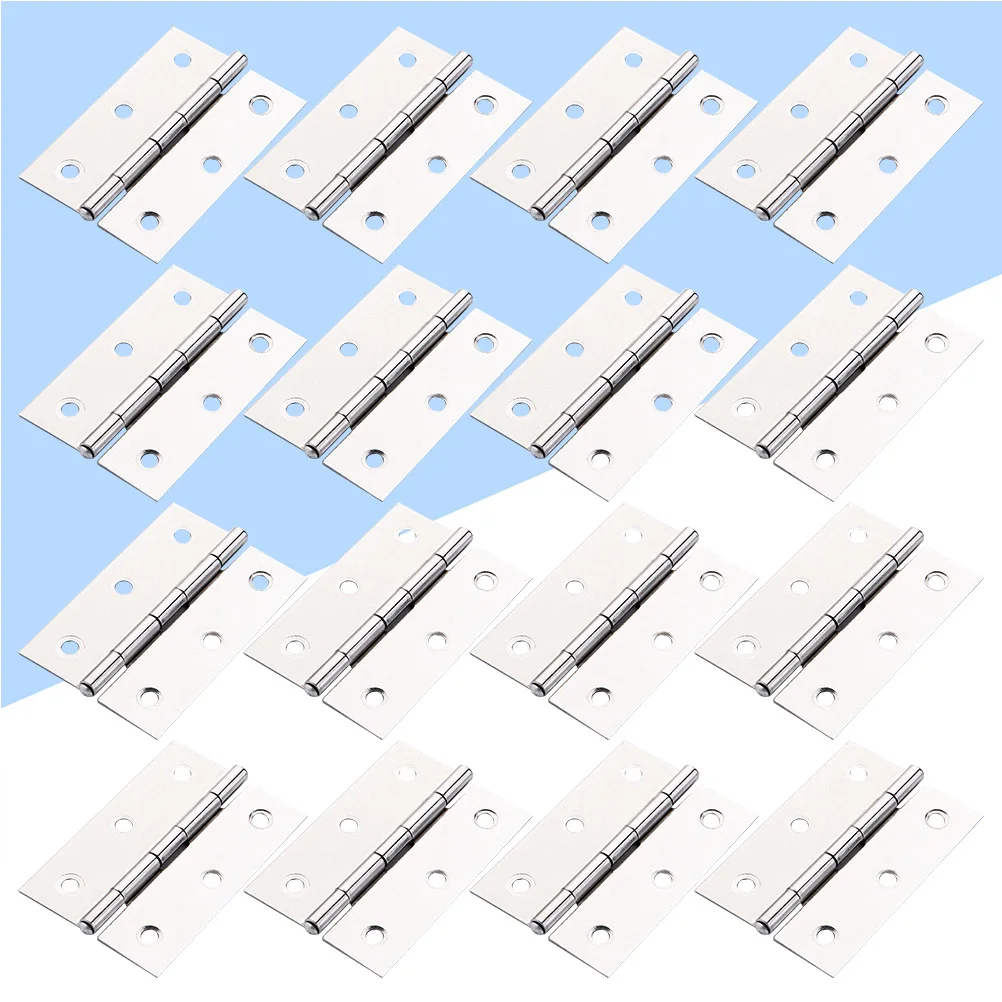 

16pcs 3 Inch Door Stainless Steel Heavy Duty Butt Hinge For Wooden Box Toolbox Cabinet Furniture Mounting Hole Window Flap