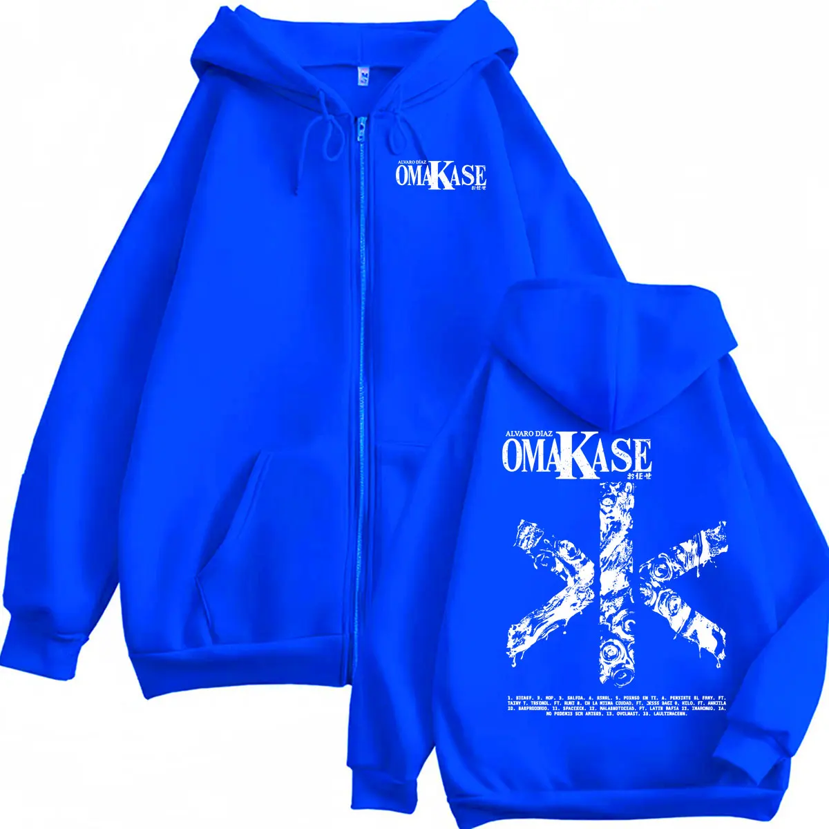 Alvaro Diaz Omakase Album 2026 Reißverschluss-Hoodies für Männer und Frauen, Hip-Hop-Pop-Musikjacke, Sweatshirts, Bodywarmer, gemütliche Kapuzenjacke mit Reißverschluss – Detail 5