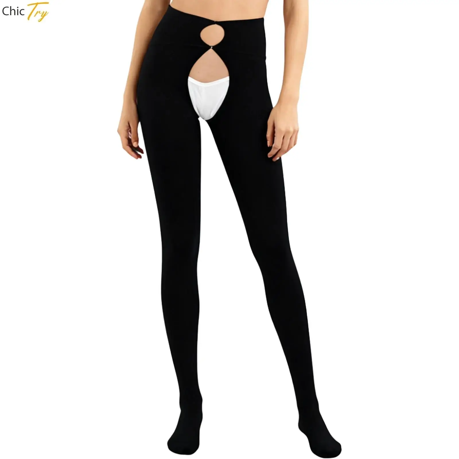 

Women Tight Thickened Seamless Stockings Open Crotch Stretchy Pantyhose Female Stretchy Autumn Winter Warm Thigh High Stockings