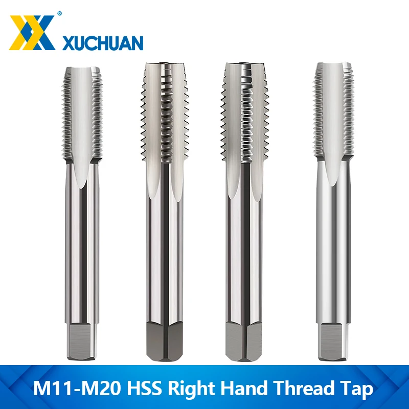 

XUCHUAN 1PC Right Hand Machine Plug Tap Metric Thread Screw Tap Drill M11-M20 HSS Metalworking Threading Hand Tools
