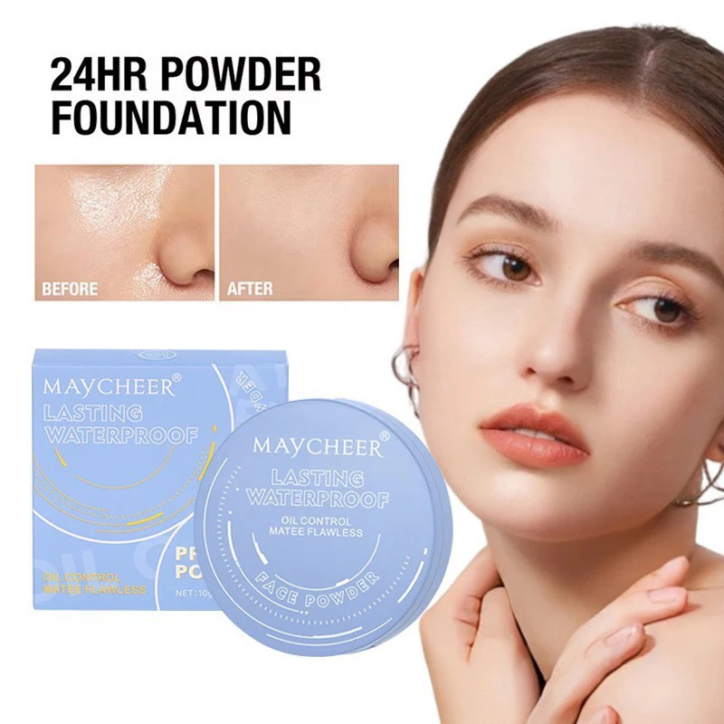 Silk Soft Pressed Powder OilControl Smooth Cake Makeup Lightweight Mist Matte Powder full Coverage Concealer Last Setting Powder