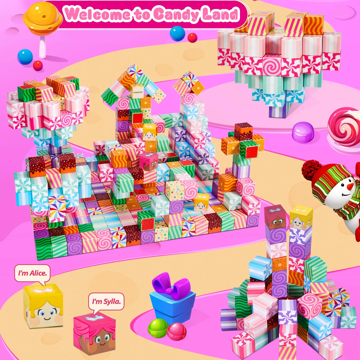 كتل مغناطيسية، مكعبات بناء مغناطيسية للحلوى، مكعبات مغناطيسية، ألعاب مغناطيسية، مناسبة لهدايا عيد الهالوين #6