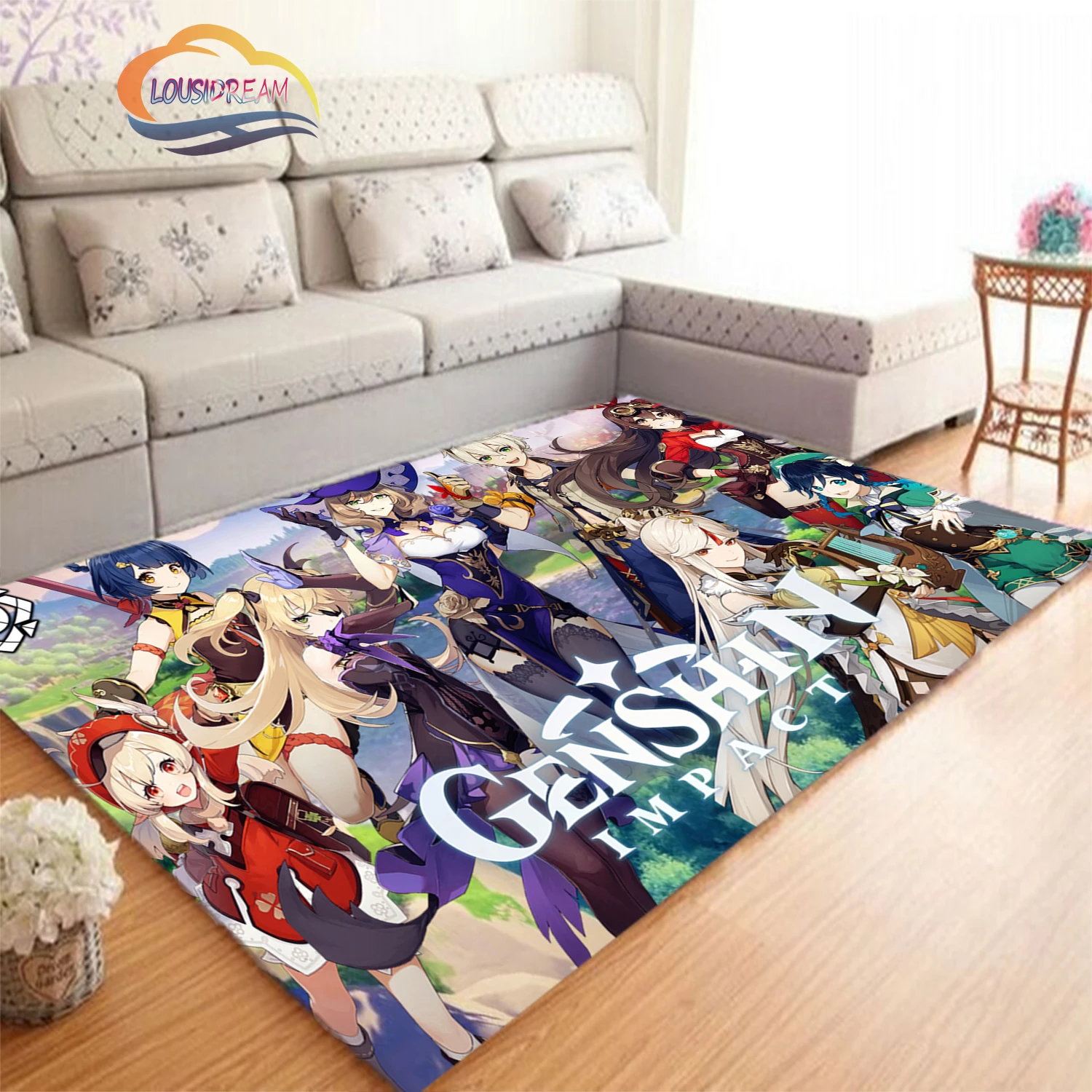 Open world adventure games Genshin Impact Character carpet cosplay rug SIAO or TARTAGLIA and Kaedehara Kazuha series pattern mat