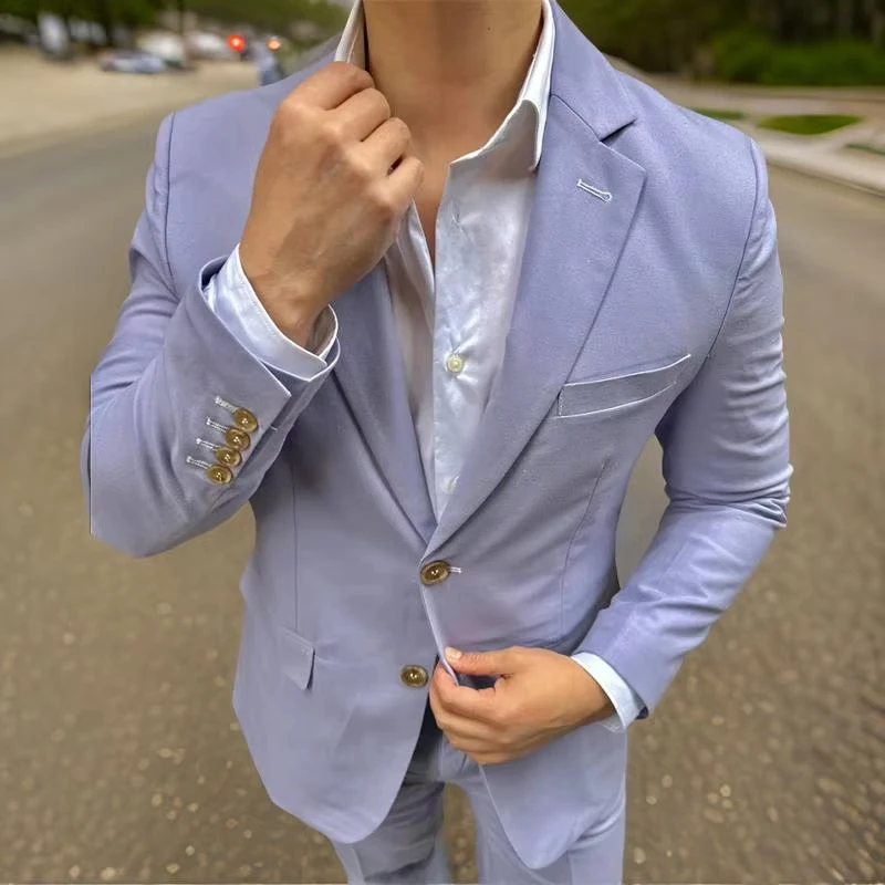 Classic Man Suits 2 PCS Blazer Pants Groom Tuxedo for Gentlemen Customized Wedding Party Formal Occasions Tailor-Made Plus Size