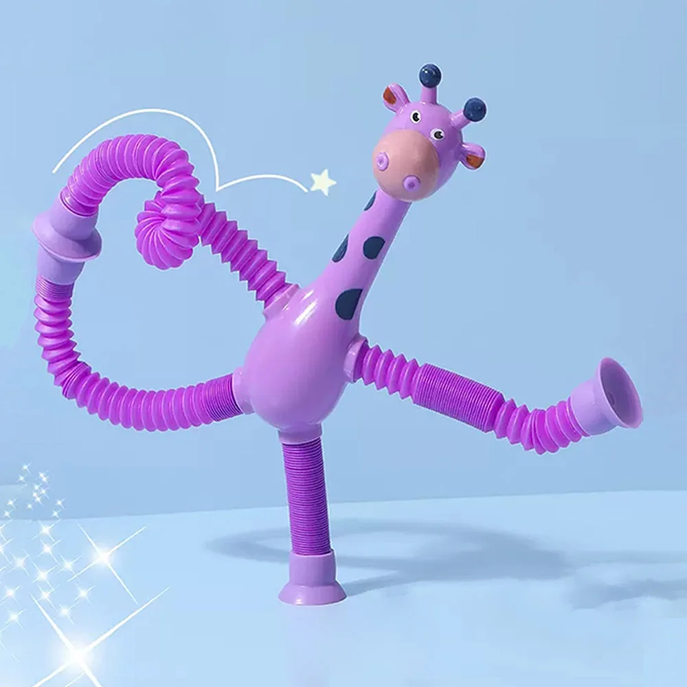 Suction Cup Retractable Giraffe Variable Shape Pop-up Compression Tube Compression Toys for Kids Anxiety Toys Decompression Toys