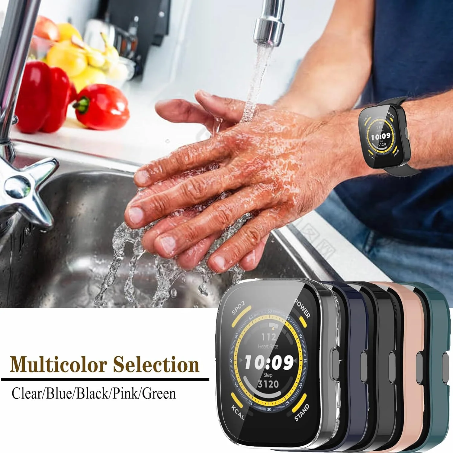 [5-Pack] Screen Protector Case with Tempered Glass Compitible with Amafit Bip 5 Smartwatch, Hard PC Case Screen Protector Cover