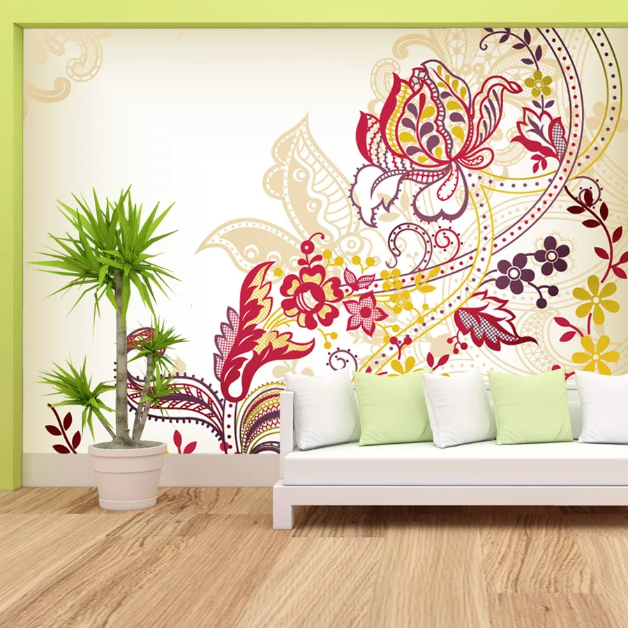 Papel tapiz moderno personalizado extraíble para pelar y pegar, papeles tapiz para pared de salón, decoración del hogar, Mural de renovación Floral Retro