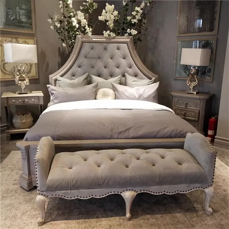 

Luxury Nordic Bed Aesthetic Upholstered Sleeping Modern Bed Lounge Headboards Camas Matrimoniales Home Furniture Accessories
