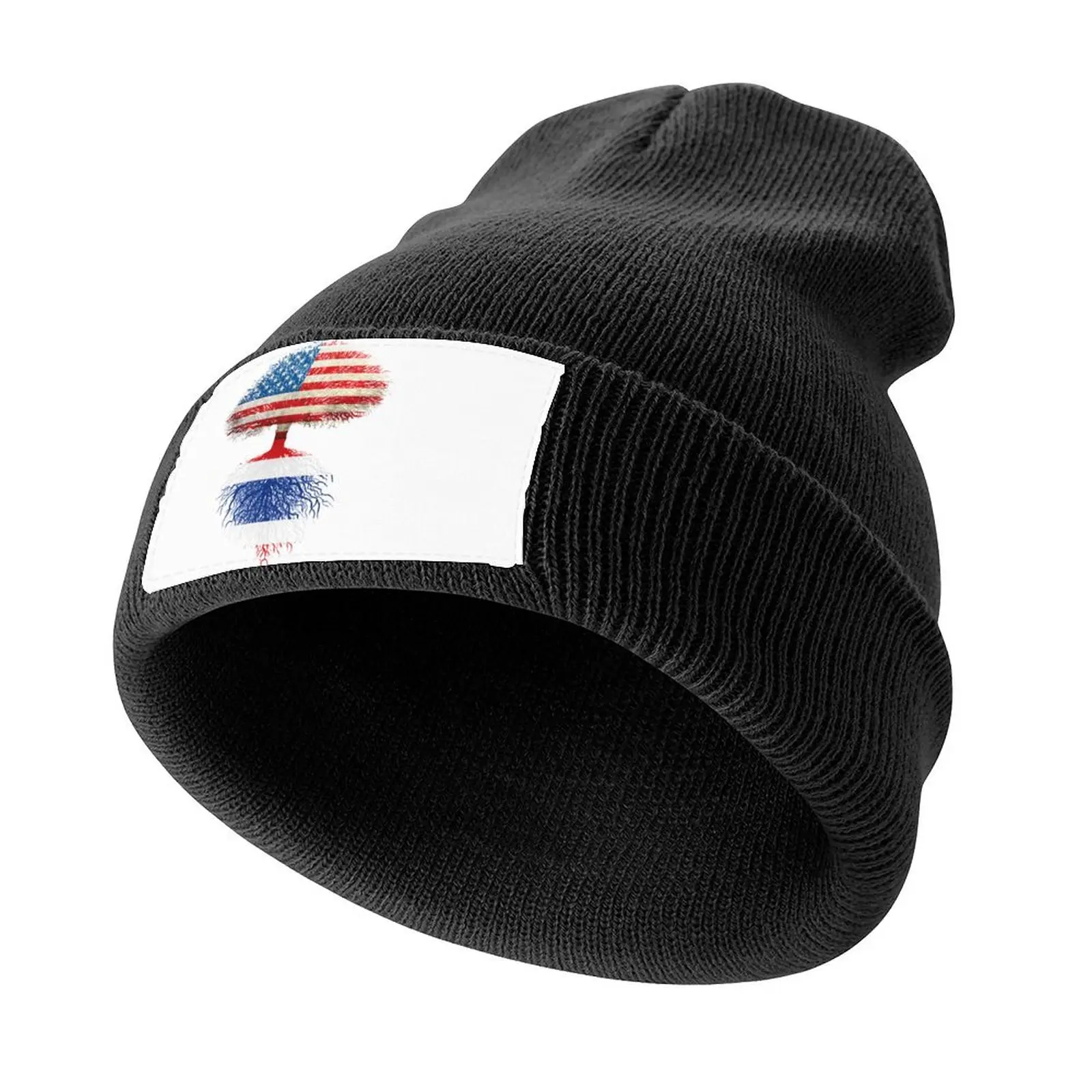 American Flag Thai Roots Thailand Flag T-Shirt, Thai , Thai Gifts, Present, Birthday, Pride Gifts Knitted Cap