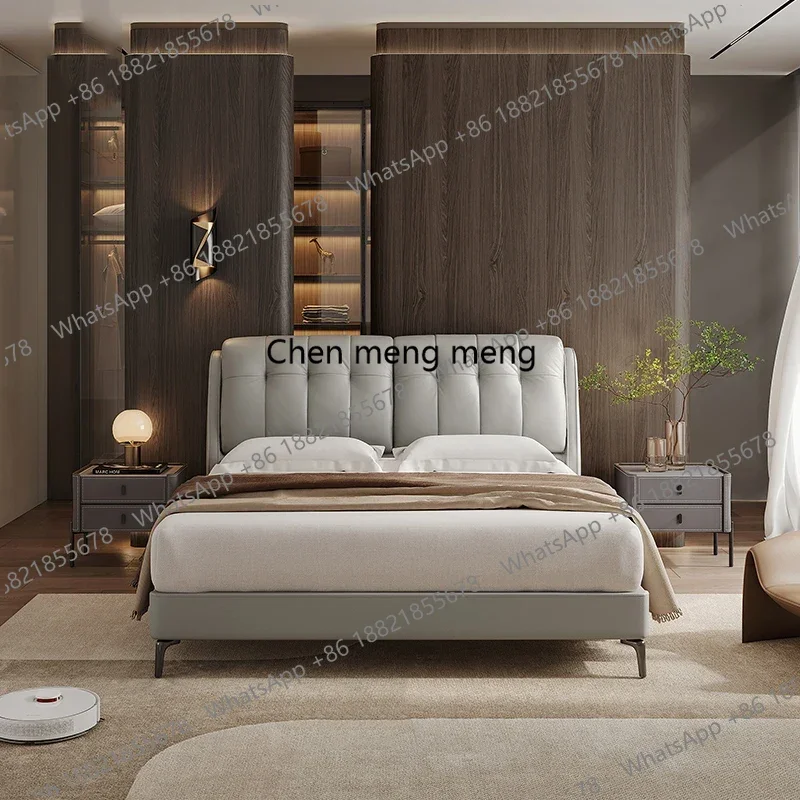 

Серая кожаная двойная роскошная спинка, регулируемая большая отель 180X200, кровати для спальни, современная мебель для взрослых Camas De DormitorioEz