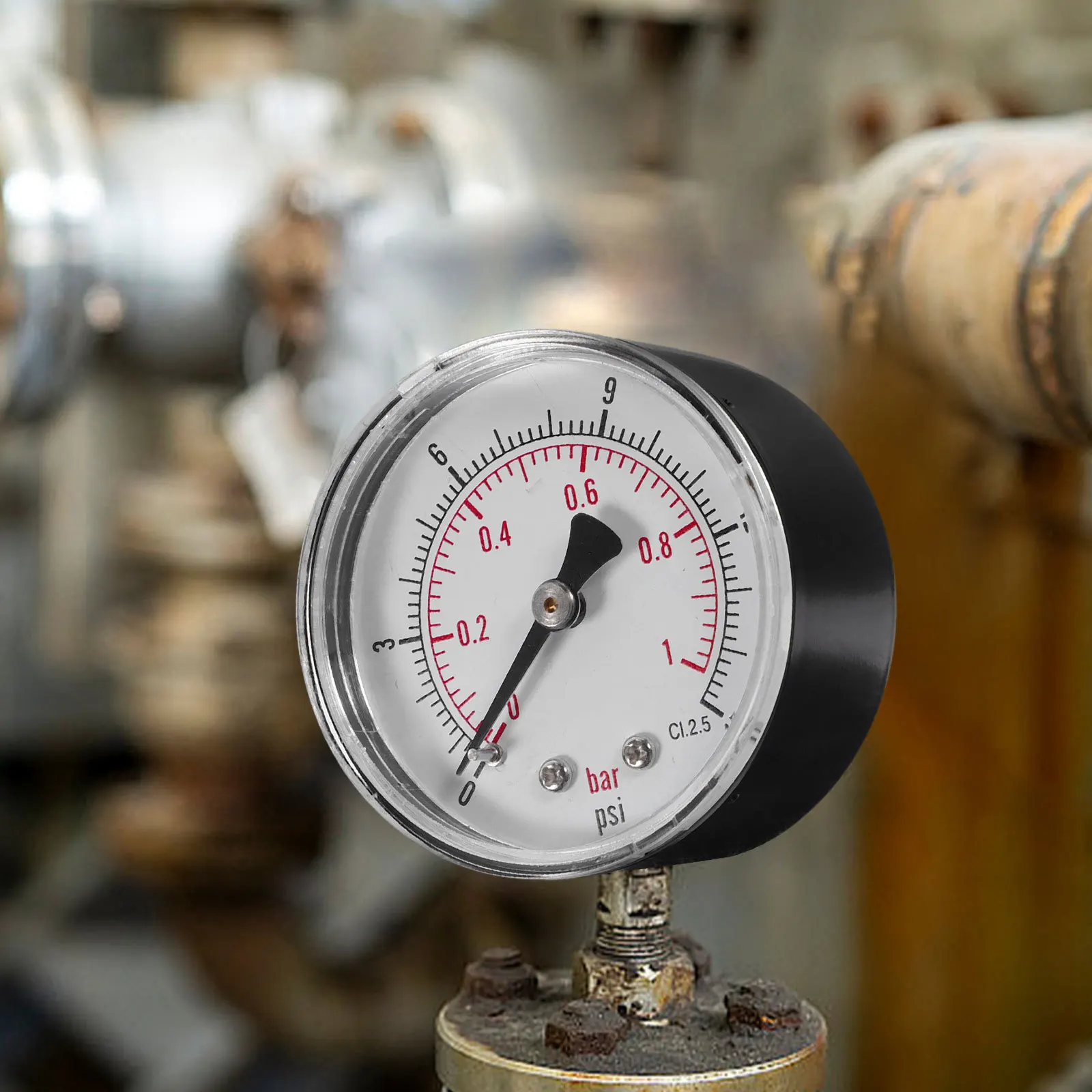 مقياس الضغط العالي Npt 0-15 Psi 0-1 Bar إطار فولاذي حجم صغير سهل القراءة مقياس الضغط المحمول