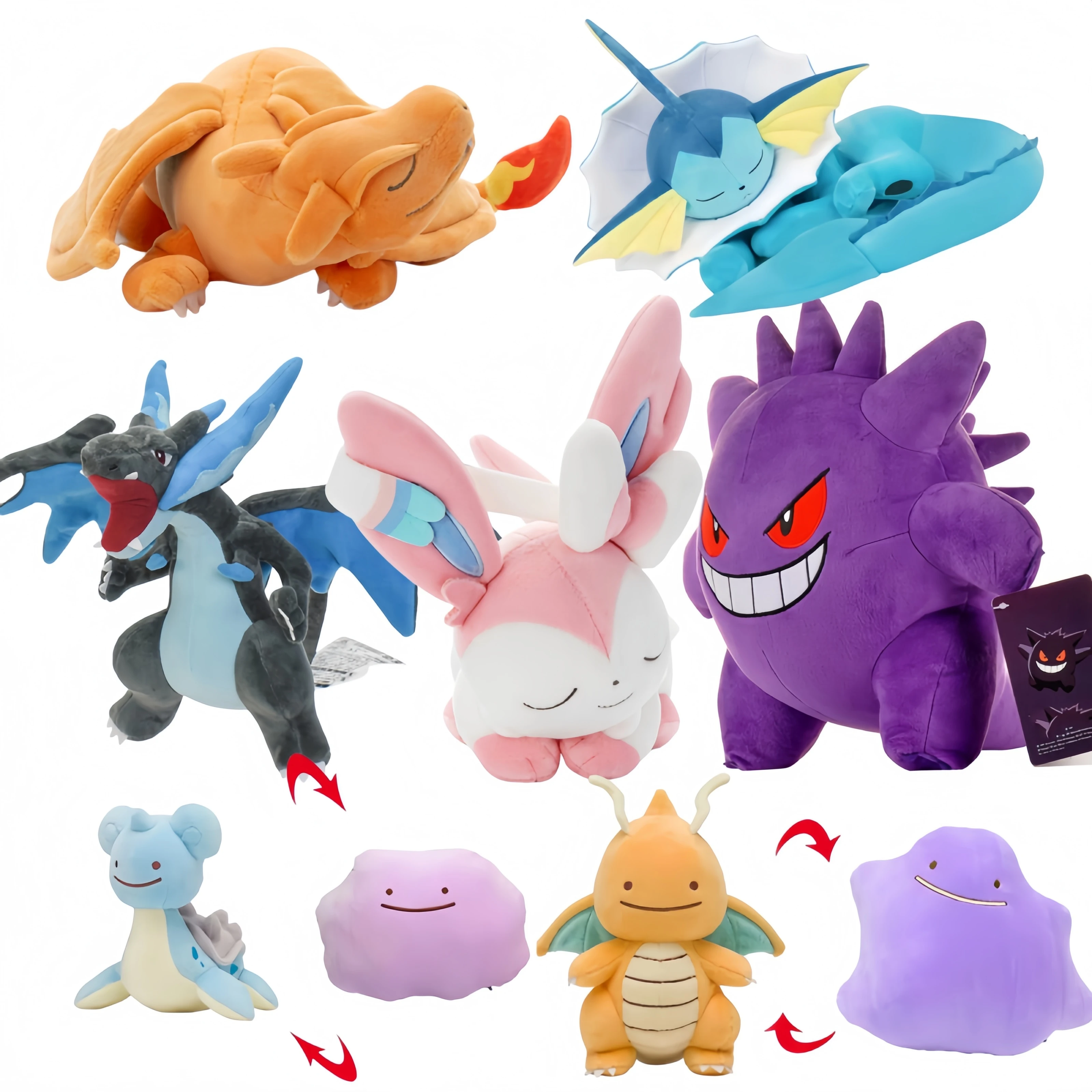 Pokemon Dragonite Plush Ditto Transformation Series Doll Pikachu Lapras Toy Shiny Charizard XY Peluche Sylveon Gengar Anime Toy