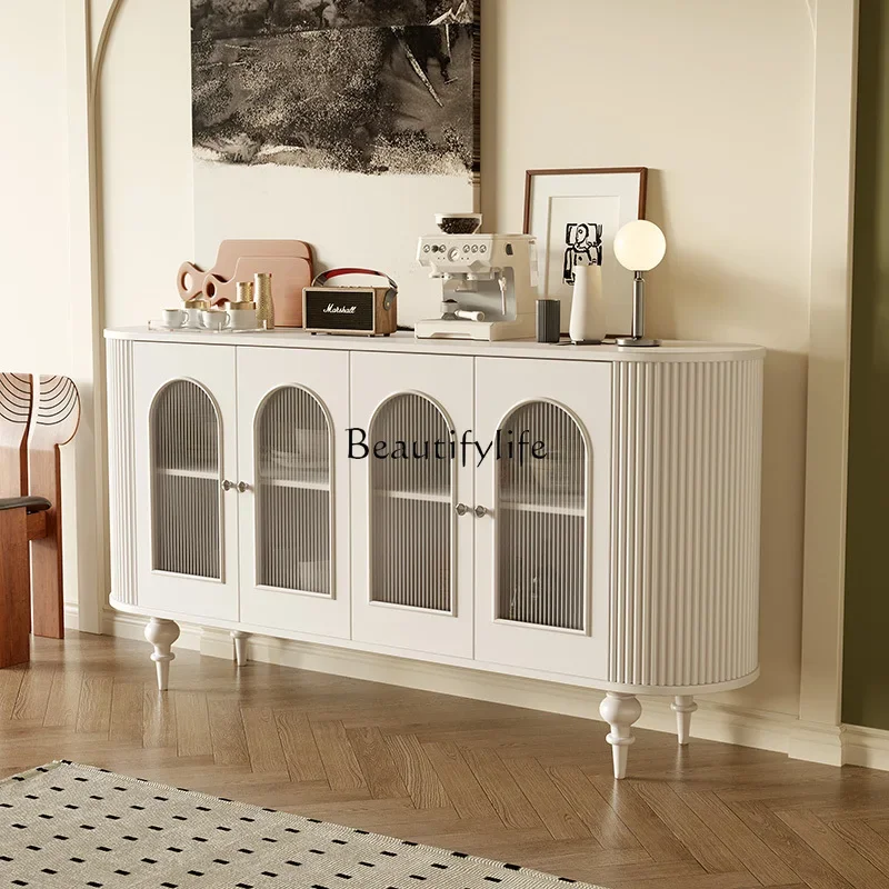 

LD33French cream style solid wood locker Nordic Changhong glass retro four-door cabinet