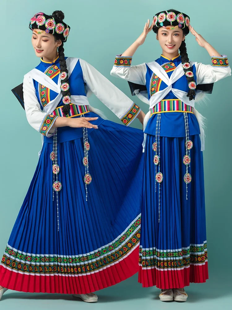 

Women's Ethnic Clothing Nanxi March Tee Lijiang Dance Performance Costumes Star-Covered Moon-Worn Traditional Outfits