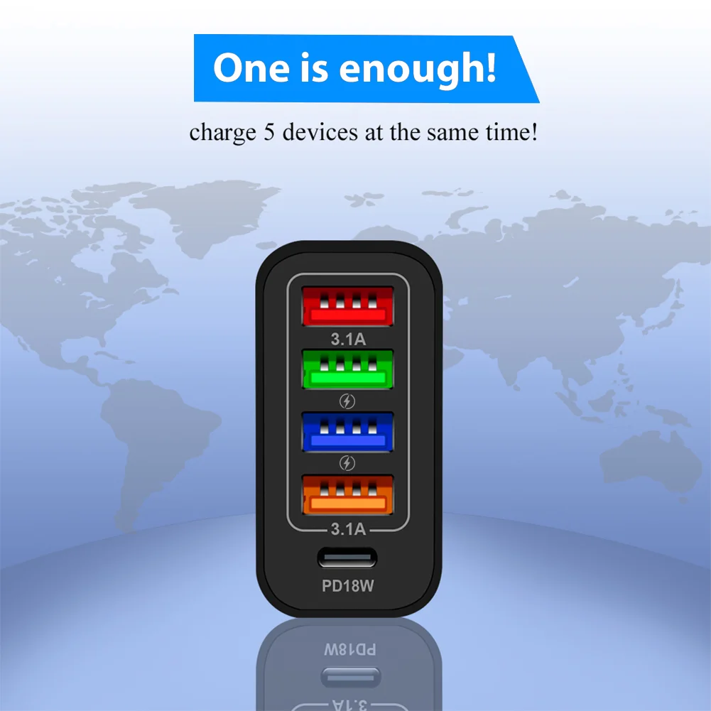 USB Charger Quick Charge 3.0 48W PD Phone Adapter for iPhone 13 Pro Max Tablet Portable Wall Mobile Charger Type C Fast Charger