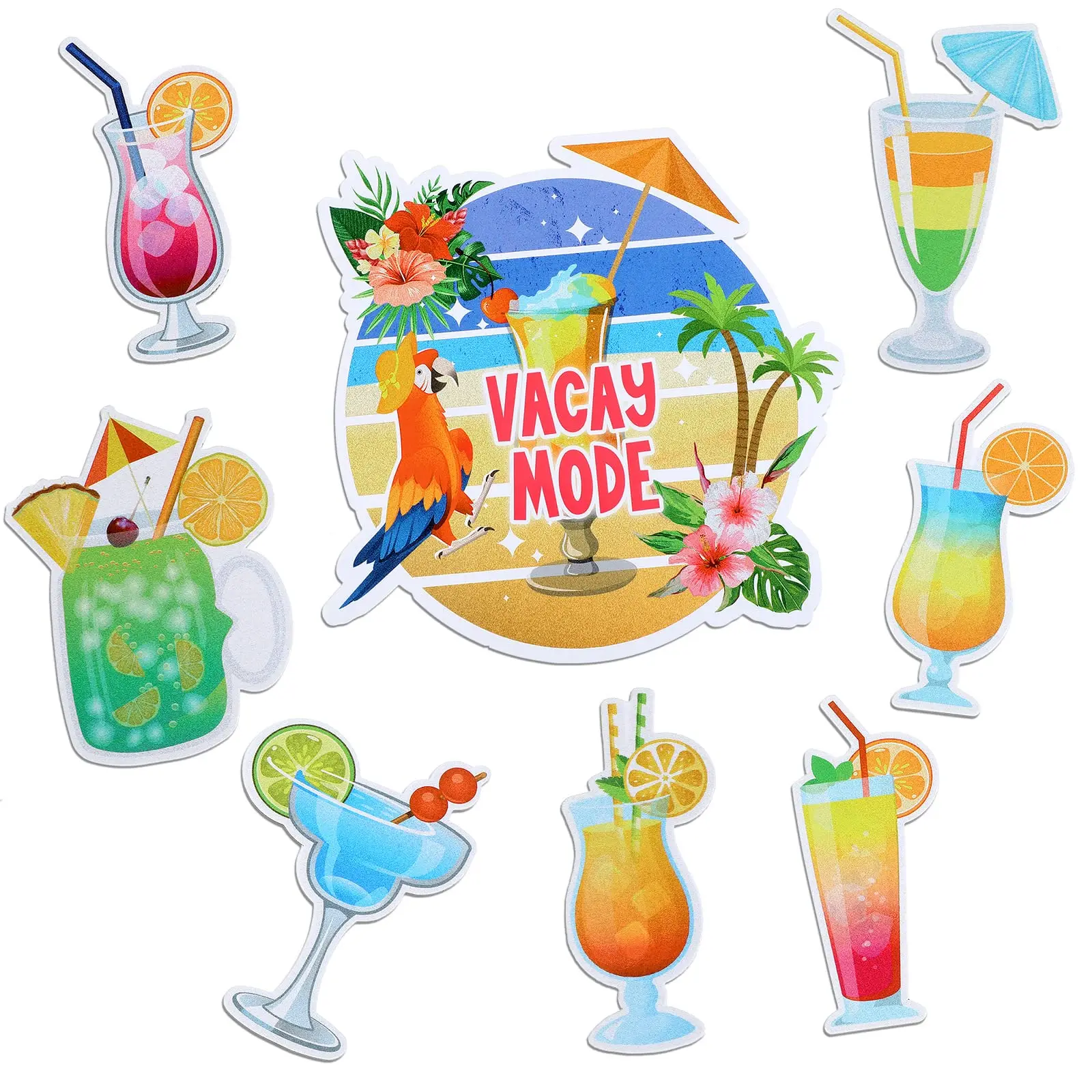 

8 Pcs Cruise Door Decorations Magnetic, a Margarita Parrot Magnet and 7 Pcs Tropical Drink Magnets Cruise Ship Door Decorations