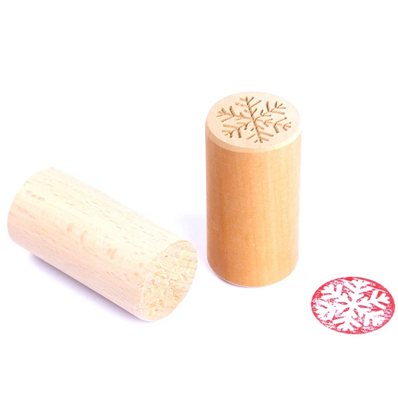 9 Piece Wooden Mooncake Stamps Traditional Chinese Moon Cake Stamps Manual Round Wooden