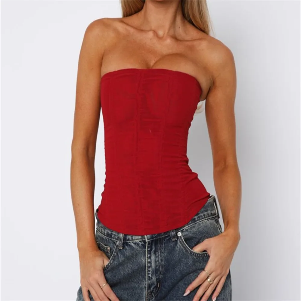 

New Sleeveless Corset Top Backless Style Zipper Closure Bustier Top Elegant Breathable Tank Top Summer