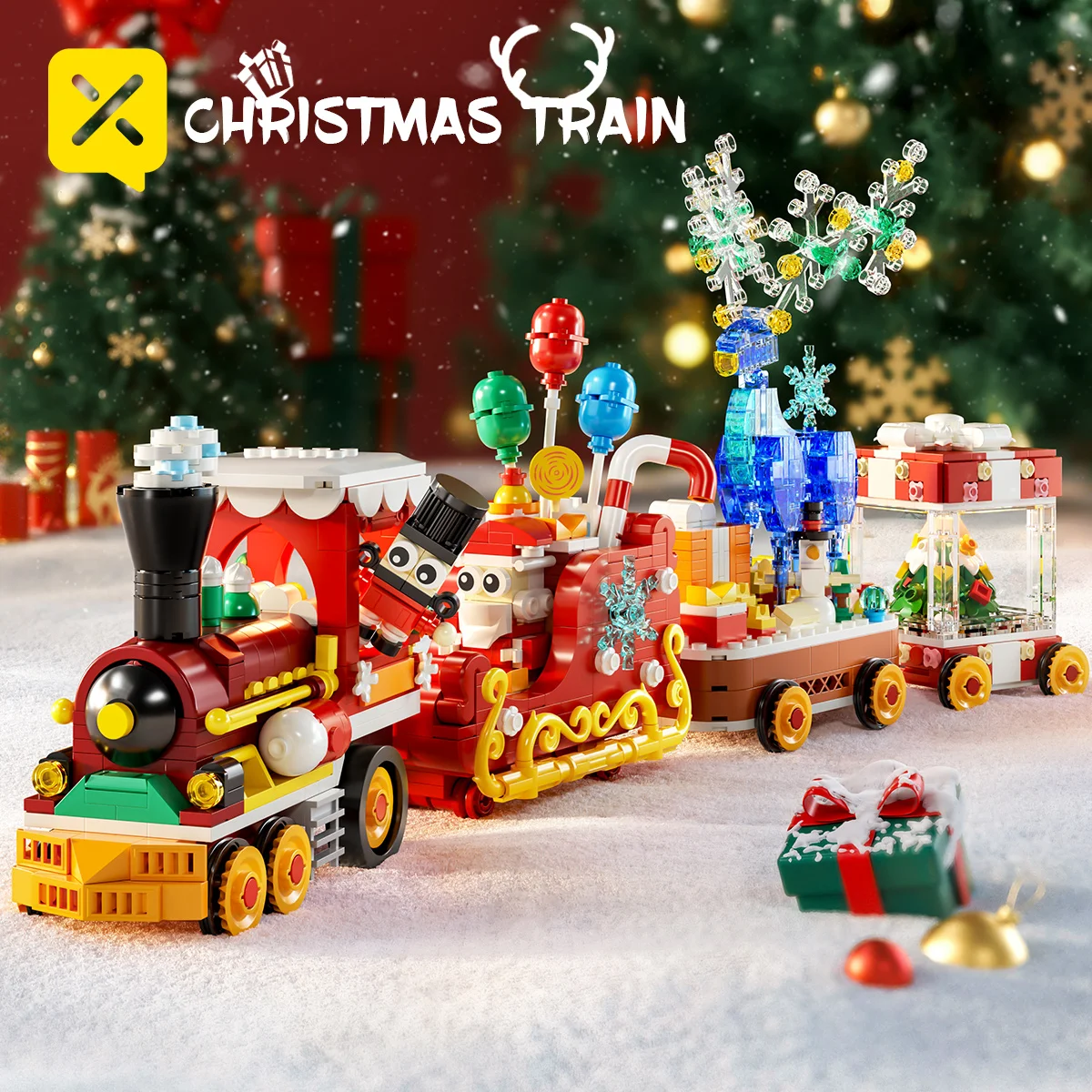 

Технология Рождественский поезд Строительные блоки 1641 шт. Модель сборки Кирпич Развивающие игрушки Детский Рождественский подарок на праздник