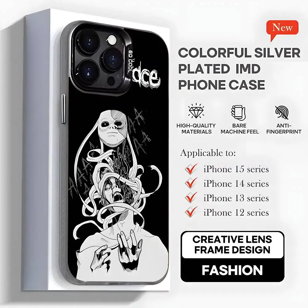 حافظة هاتف كارتون S-Sally Face SF لهواتف iPhone 16,15,14,13,12,11,Mini,Pro,MAX,plus,غطاء أسود غير لامع مقاوم للصدمات