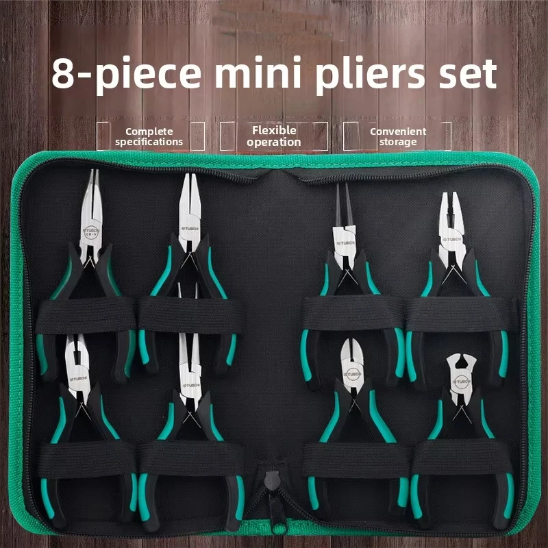

8-piece set 5 inch Curved Nose Pliers, Oblique Mouth Pliers, Hand Pliers Set Handmade bead DIY jewelry pliers
