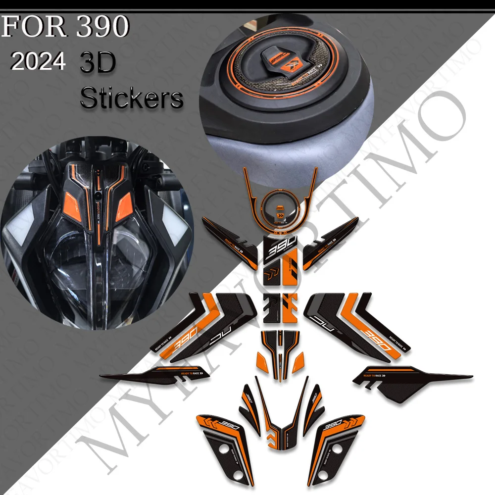 

Motorcycle For 390 2024 Tank Pad Gas Tank Grips Side 3D Stickers Knee Grips Protectors Decal Kit ﻿