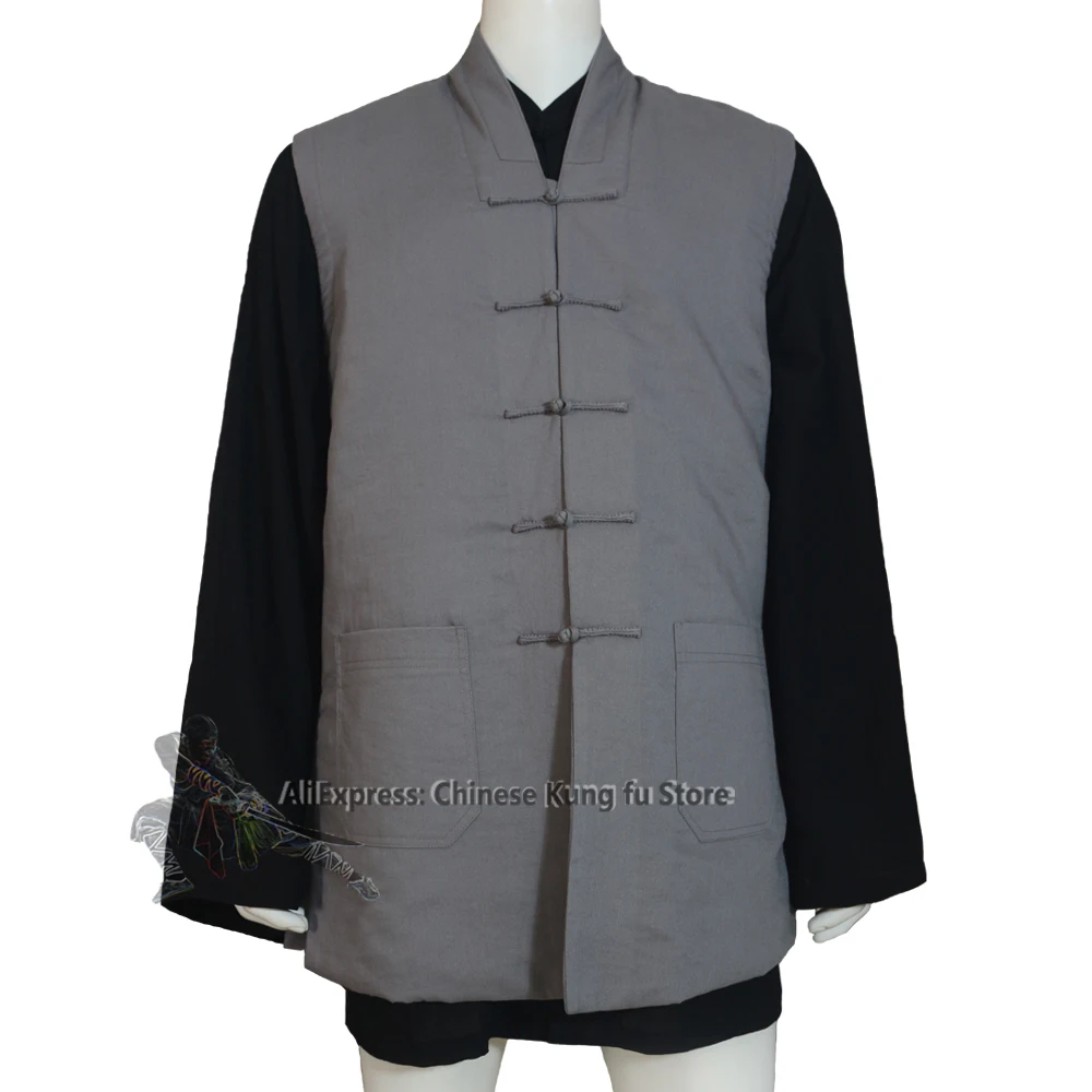 

Warm Winter Quilted Kung fu Vest Wushu Martial arts Coat Wing Chun Tai Chi Top Taoist Shaolin Monk Jackets Need Measurements