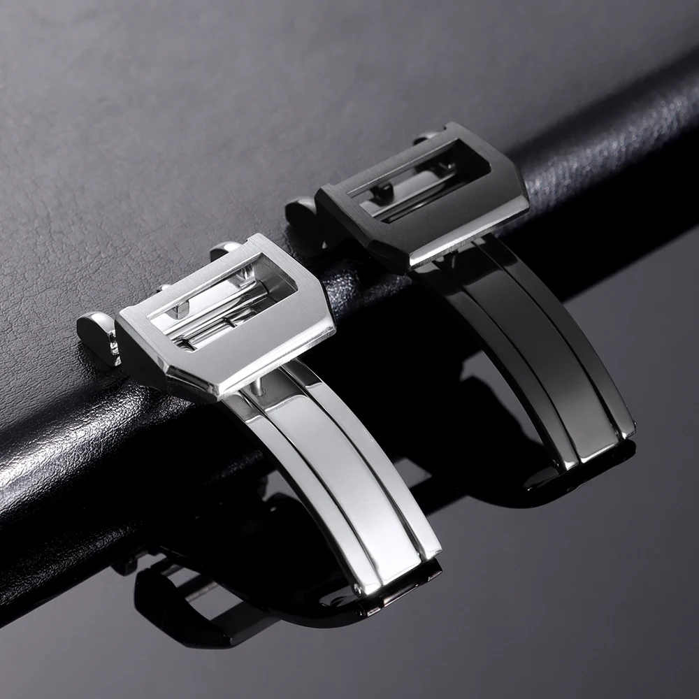 18mm Stainless Steel Deployment Folding Clasp for IWC Pilot Mark Portuguese PORTOFINO Little Prince Leather Bracelet Accessories