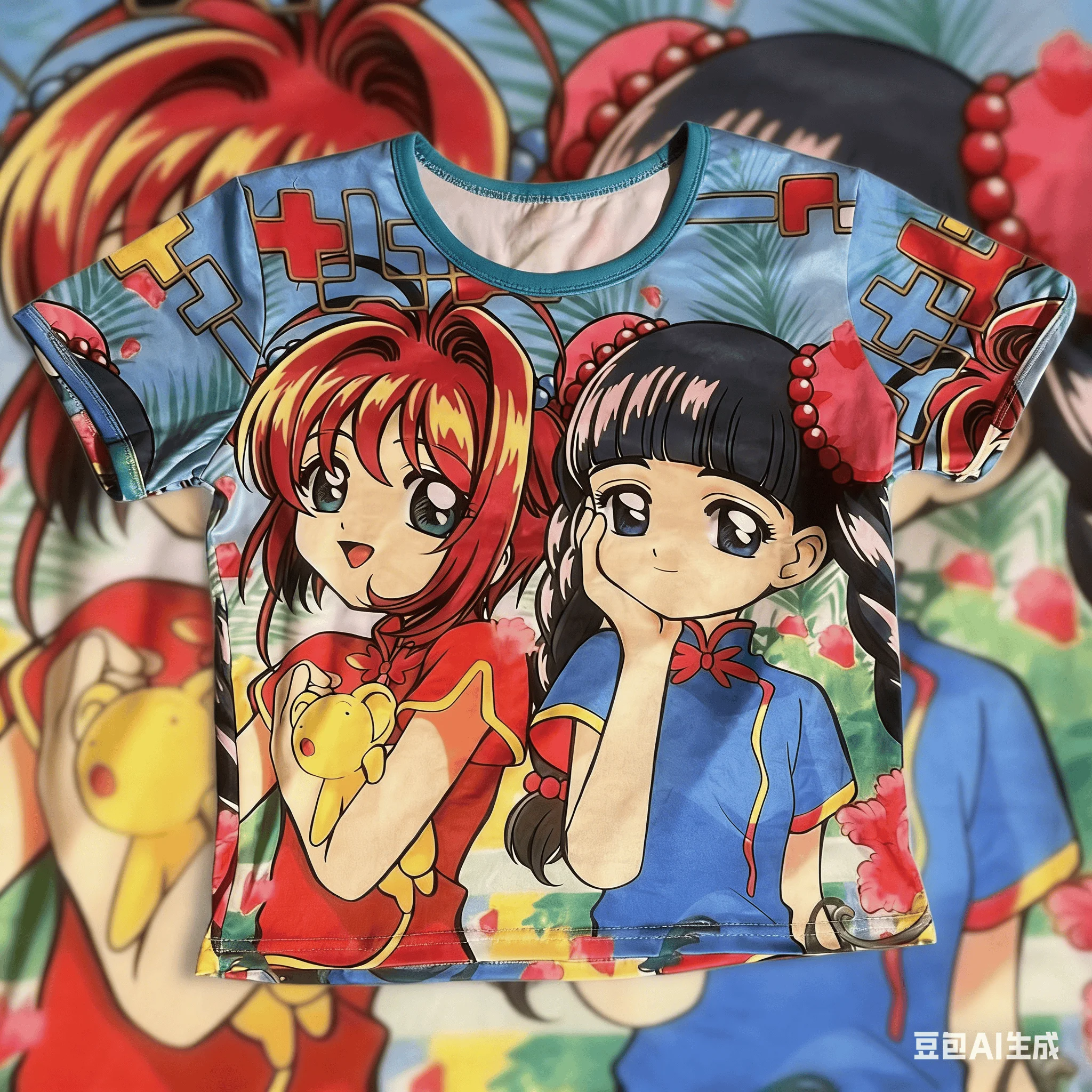 Sakura Cardcaptor de temporada de flor de cerezo: camiseta con estampado 3D del personal de la estrella de Cardcaptor Sakura, diseño de panel completo rosa y femenino