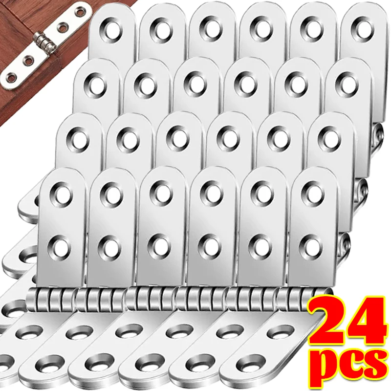 

24/2pcs 180 Degree Foldable Hinge Flap Metal Screw-On Hinges Rounded Corner Buffer Hinge for Wooden Box Door Cabinet Hardware