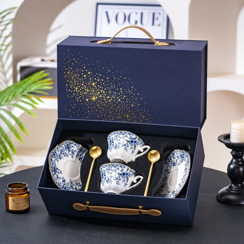 طقم فناجين قهوة وصحون من Bone China فنجان قهوة سيراميك رائع للسيدات طقم شاي بعد الظهر الإنجليزي