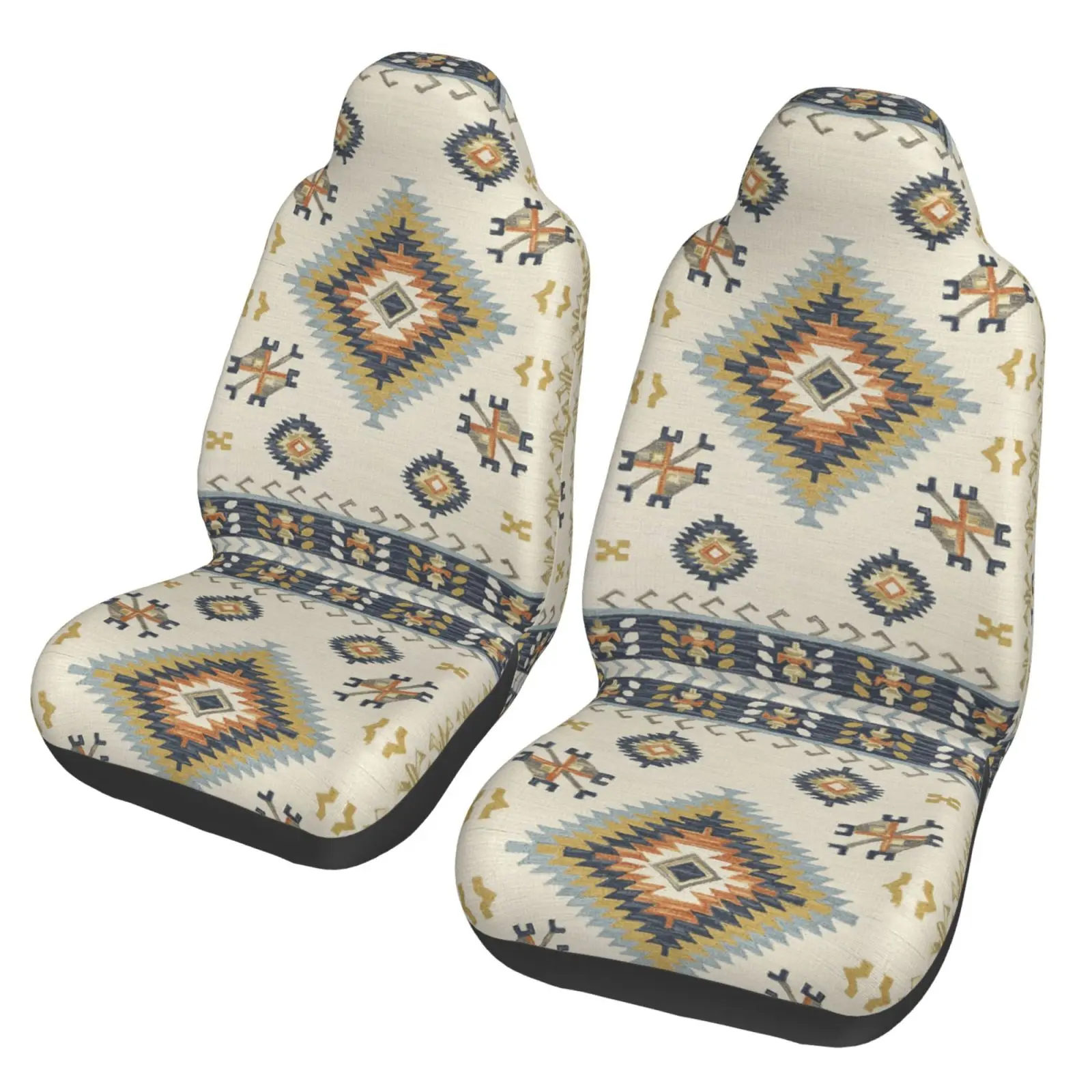 Bohemian Aztec Geometric Pattern  Car Seat Covers 2 Pcs Front Seat Protector Bucket Seat Covers Universal Auto Accessories