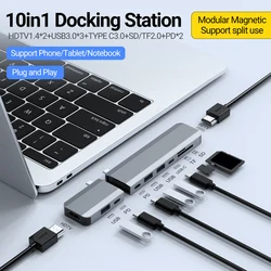 Goapla 10 in 1 USB C Hub Dual Monitor USB C to Dual HDMI Adapter with 3 USB3.0 TYPE C3.0 SD/TF2.0 2 PD for MacBook Pro Air