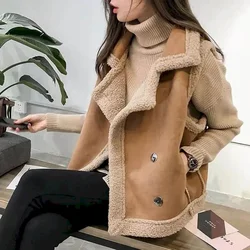 Fleece Waistcoats for Women Lambhair Coats Lapel Vests Casual Sleeveless Cardigans Oversized Winter Jackets Loose Women Tops