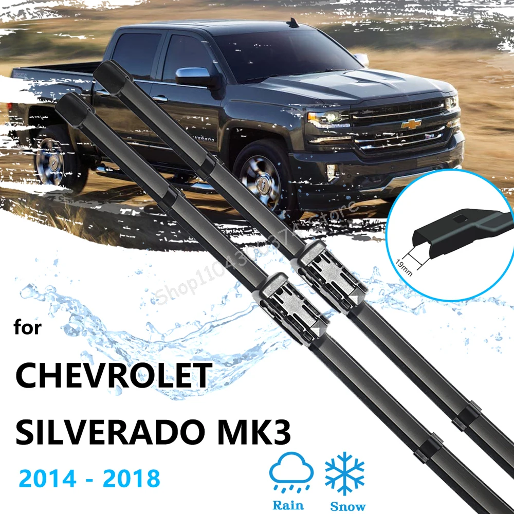 

2x For Chevrolet Silverado LD GMC Sierra Cheyenne VIA Vtrux Truck MK3 1500 2014~2018 Car Front Wipers Blades Accessories 22" 22"