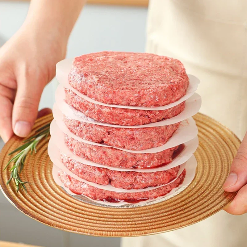 200pcs 10/11/15cm Hamburger Patty Paper-Wax Papers To Separate Frozen Pressed Patties Meat Paper Anti-stick Spacer Pad  Kitchen