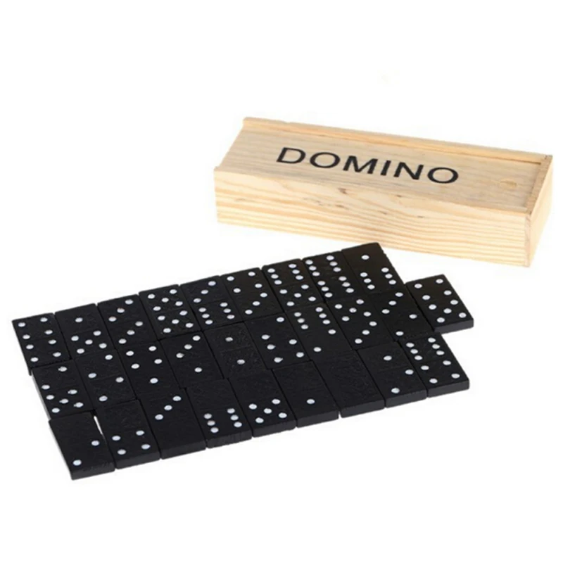 28 unids/set de juegos de mesa de dominó de madera, divertido juego de mesa de viaje, juguetes de dominó para chico, juguetes educativos para niños, regalos