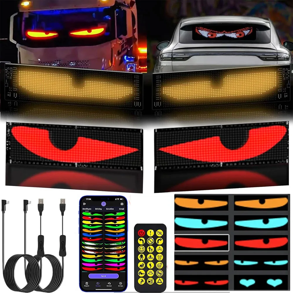 

Demon Eyes Car LED Logo APP LED Matrix Pixel Panel Night Light DIY Programmable Flexible LED Display for Car Truck Accessorie