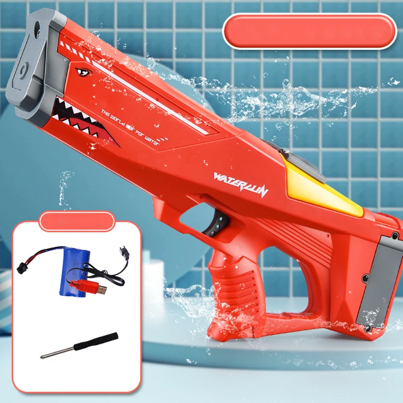 Big Automatic Water Gun Toy Electric Shark Water Shooter High Pressure Spray Summer Pool Party Games Toys For Chidren Adult