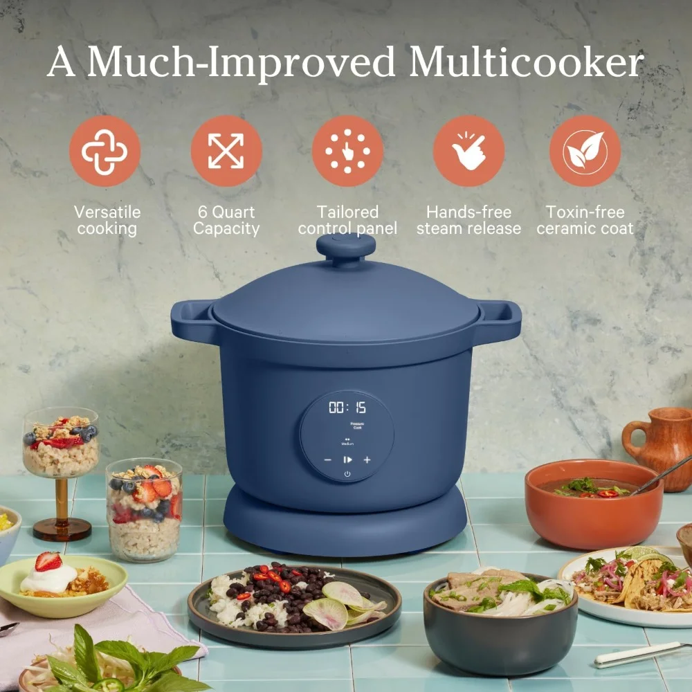 6-Liter Slow Cook, 4 Veelzijdige Modi, Handsfree Stoomafgifte, Warm Blijven, 6-Quart Multicooker